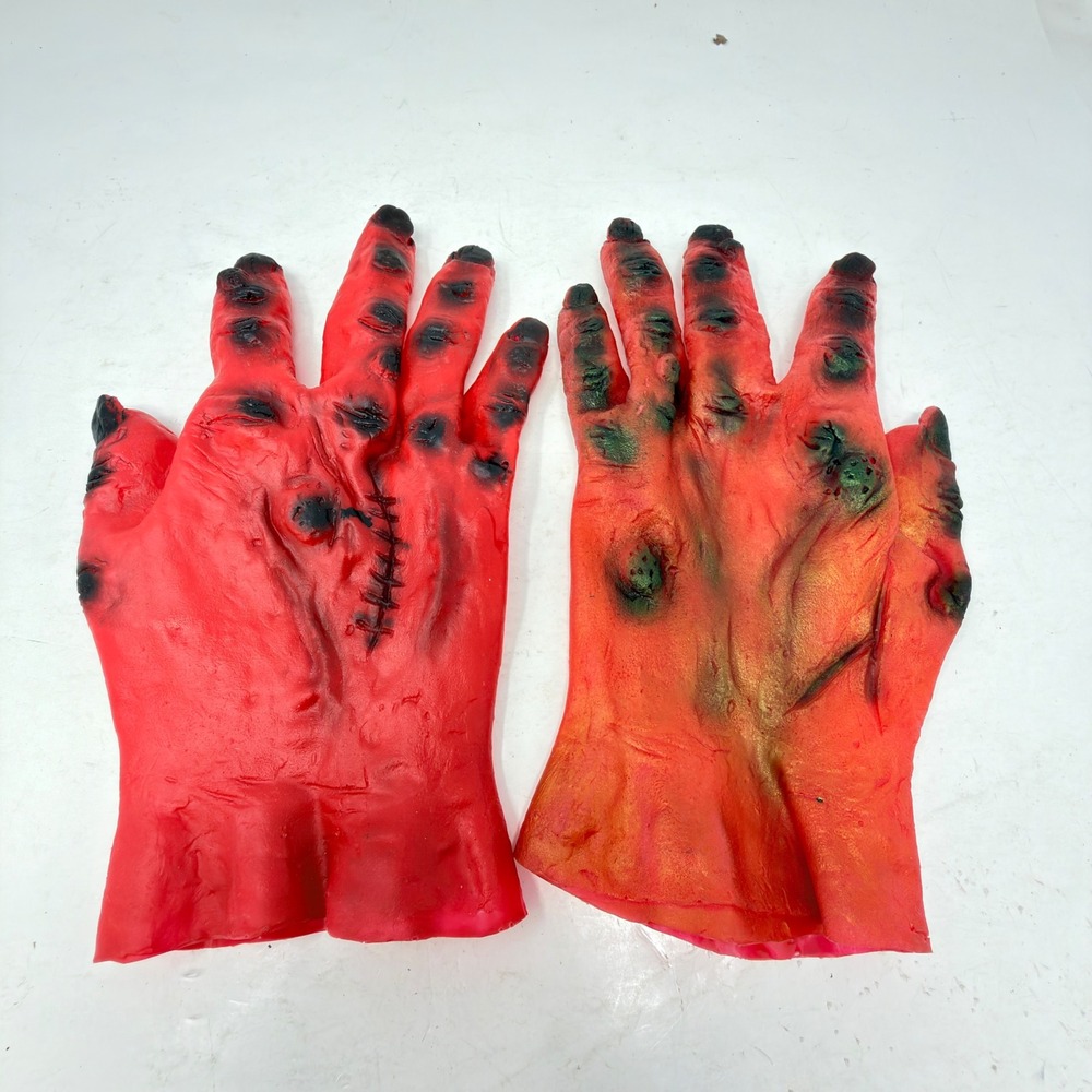 Unbranded Monster Hands Unisex One Size Red Black Orange Horror Latex Gloves